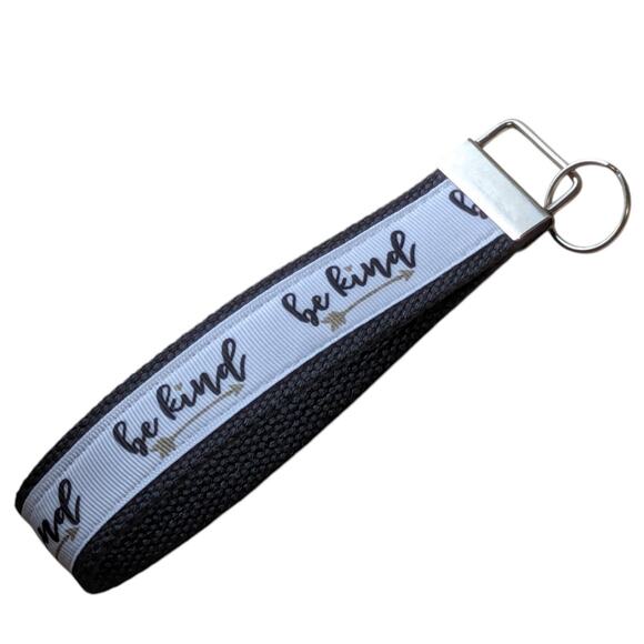 Be Kind Keychain Wristlet Handmade Fabric Key FOB Kindness Positive Affirmations - Picture 1 of 6
